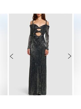 Altuzarra Black Sequin Cutout Maxi Gown